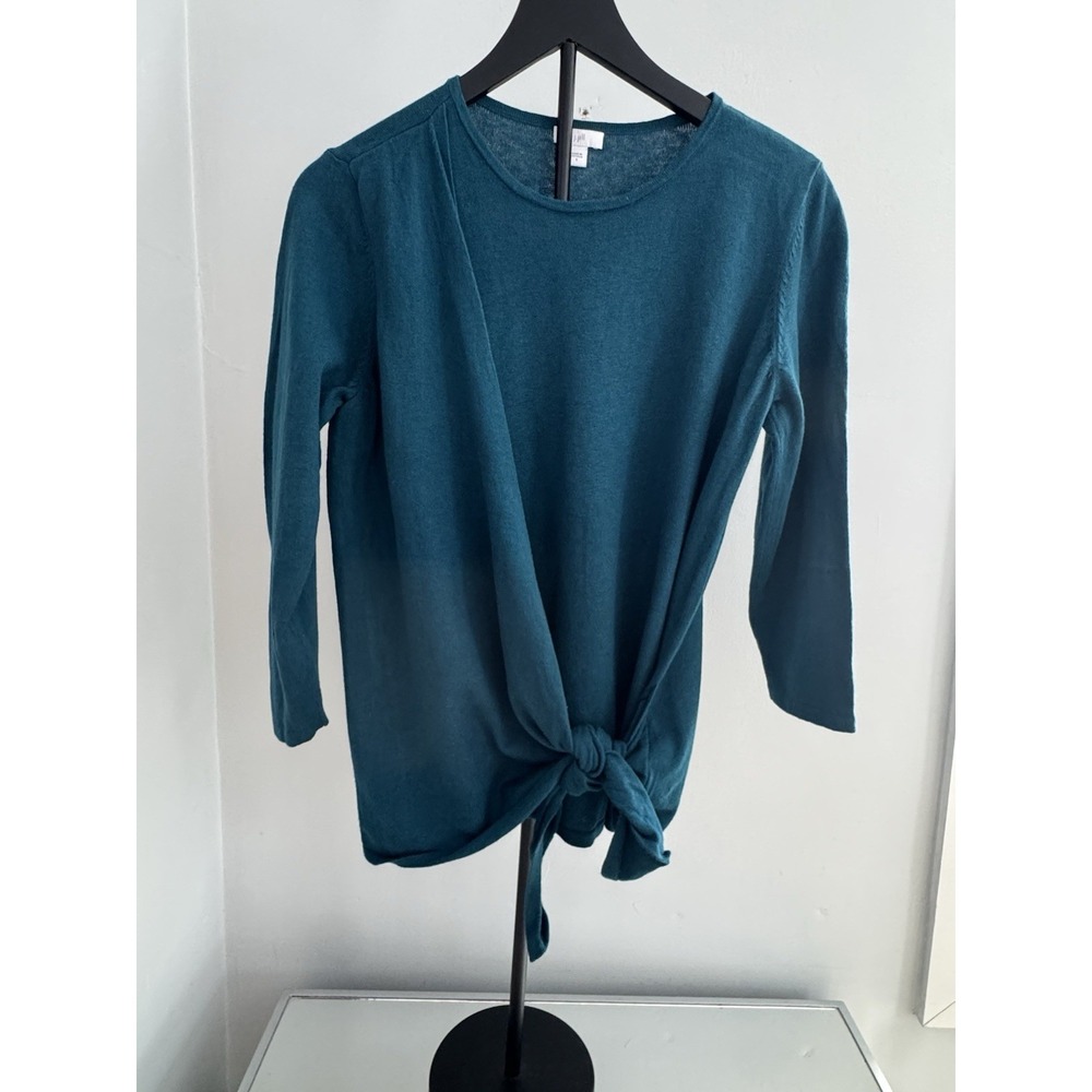 J.Jill Women's Knot Front Top Teal Green 3/4 Sleeve Lightweight Sz S‎